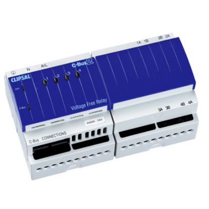 Picture of Clipsal C-Bus, Relay, DIN Rail Mounted, Voltage Free, 240V AC, 4 Channel, 10A, Without C-Bus Power Supply