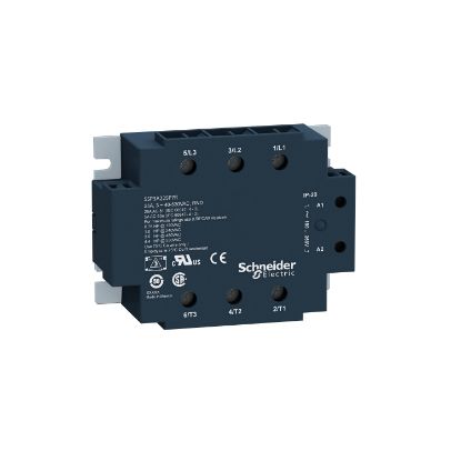 Picture of three phase relay, Harmony Solid State Relays, 25A, panel mount, random switching, input 4 to 32V DC, output 48 to 530V AC