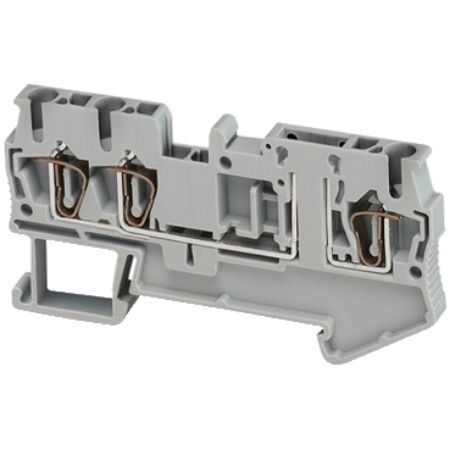Picture of Terminal block, spring type, basic disconnect terminal, 3 points, 4mm², grey