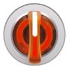 Picture of Head for illuminated selector switch, Harmony XB4, metal, orange handle, 30mm, universal LED, 3 positions, left to center