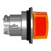 Picture of Head for illuminated selector switch, Harmony XB4, metal, orange handle, 30mm, universal LED, 3 positions, left to center