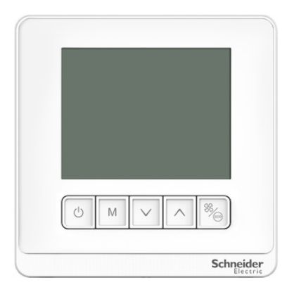 Picture of Thermostat, Spacelogic, fan coil on/off, networking, LCD 5 Button, 4P, ECM fan 0-10V, modbus, external sensor, 240V, white
