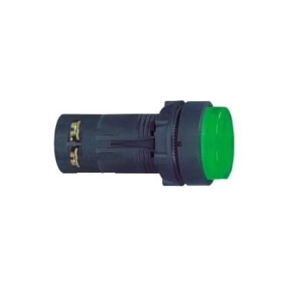 Picture of green illuminated pushbutton Ø 22 - spring return - 230 V - 1 NO