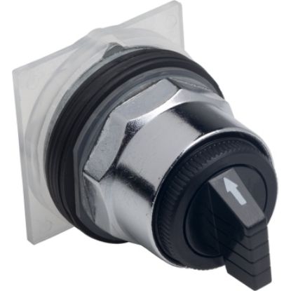 Picture of Selector switch head, Harmony 9001K, metal, standard handle, black, 30mm, 3 positions, return both sides to center