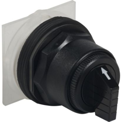 Picture of Head for selector switch, Harmony 9001SK, plastic, standard handle, black, 30mm, 3 positions, return both sides to center, cam code 2