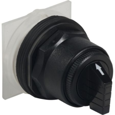 Picture of Head for selector switch, Harmony 9001SK, plastic, standard handle, black, 30mm, 3 positions, return both sides to center, cam code 2