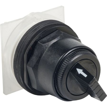 Picture of Selector switch head, Harmony 9001SK, plastic, standard handle, black, 30mm, 2 positions, spring return right to left