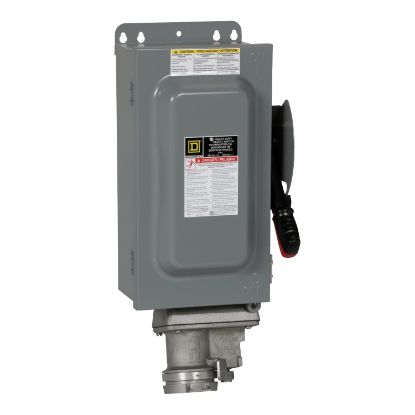 Picture of Safety switch, heavy duty, non fusible, 60A, 600VAC/DC, 3 poles, 60HP, NEMA 12K, Crouse-Hinds Arktite