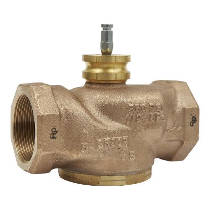 Picture of VG310R Globe Valve, 3-Way, DN50, Rp 2 Internal Thread, Brass Trim, PTFE Seat Seal, Kvs 35 mÂ³/h, Stem Up Closed A-AB.