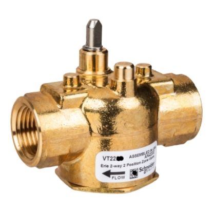 Picture of Erie Zone Valve, 2-Way, PN16, DN15 (1/2"), Rp Thread, Kvs 2.2 mÂ³/h (Cv 2.5), Pop-Top Actuator Connection, Brass Body.