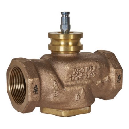 Picture of VG210R Globe Valve, 2-Way, DN40, Rp 1-1/2 Internal Thread, Brass Trim, PTFE Seat Seal, Kvs 24 mÂ³/h, Stem Up Closed.