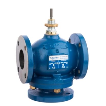 Picture of Schneider Electric, Globe Valve, 3 in, 3-way mixing/diverting, flanged cast iron body, brass trim, 110 Cv mixing, balanced plug technology