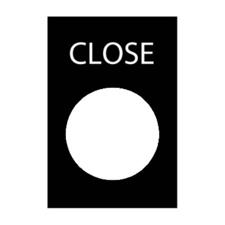 Picture of Marked legend, Harmony XAC, nameplate, 30 x 40mm, plastic, black, 22mm push button, white marked CLOSE