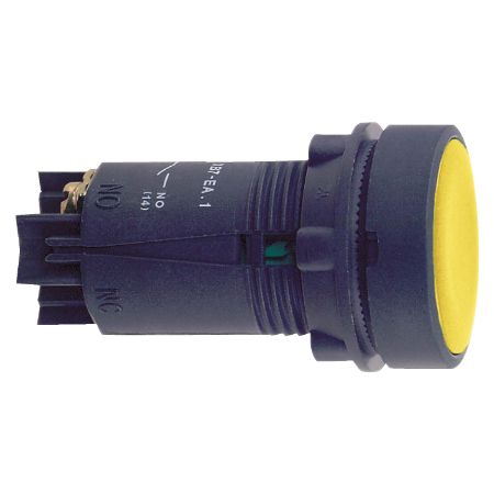 Picture of yellow pushbutton + 22 spring return - 1NO