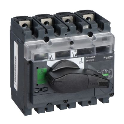 Picture of switch disconnector, Compact INV200, visible break, 200A, standard version with black rotary handle, 4 poles