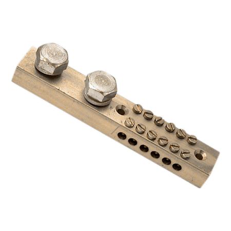 Picture of Clipsal MAX4, Earth bar 220 A 6 hole length 110 mm Front wiring 2 studs for cable lugs