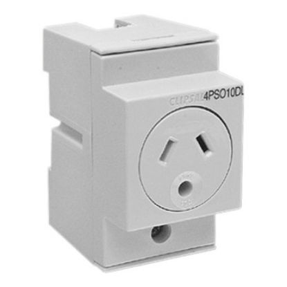 Picture of Clipsal MAX4, Socket outlet DIN Mounted 10 A 250 V 3 pin 2.5 module double pole with round earth