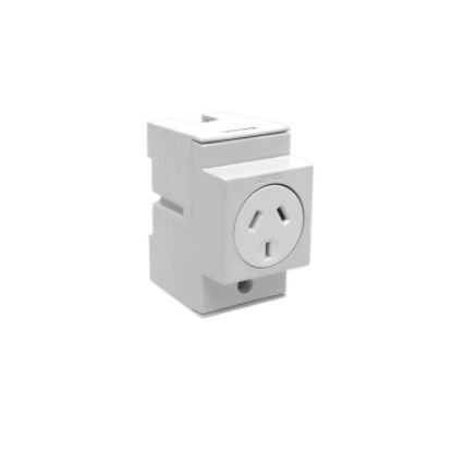 Picture of Clipsal MAX4, Socket outlet DIN Mounted 10 A 250 V 3 pin 2.5 module double pole
