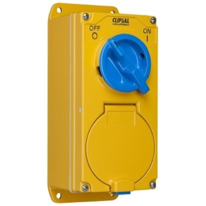 Picture of Metal Clad, Switched Socket Outlet Combination, 2 Gang, 20A, 500V, 5 Round Socket