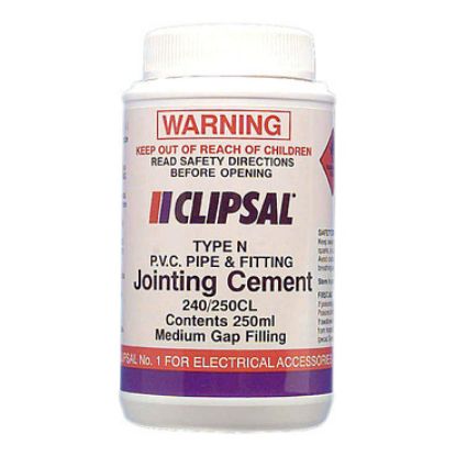 Picture of Clipsal - Cable Management, PVC Medium Gap Filling Clear Cement, 250ml Bottle with Brush