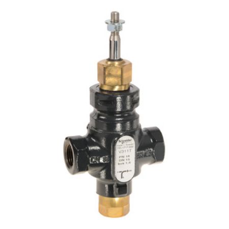 Picture of Venta V311T Globe Valve, 3-Way, PN16, Rp 1/2 Internal Thread, DN15, 1.6 Kvs, Nodular Iron, Brass plug.