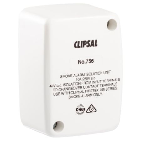Picture of Clipsal Fire Tek, Smoke Alarm Isolation Unit, Compatible with Clipsal Smoke Alarms, for Output to External Siren/Strobe