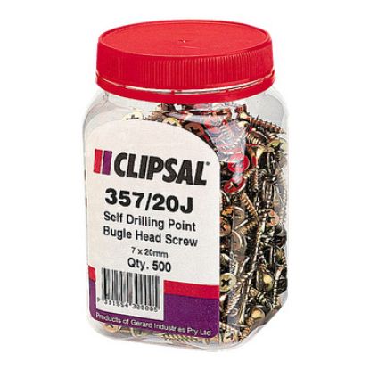 Picture of Clipsal - General Accessories, Screws, Bugle Head, Self Drilling Point, 7 X 20mm, Jar 500