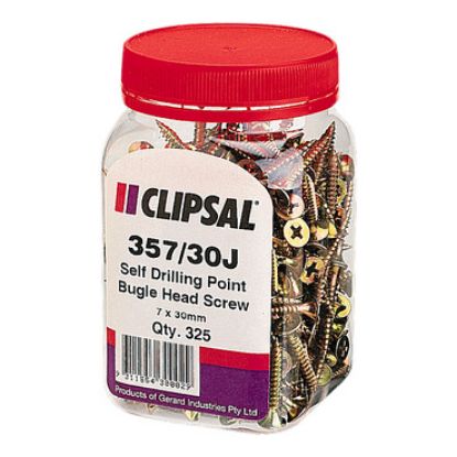 Picture of Clipsal - General Accessories, Screws, Bugle Head, Self Drilling Point, 7 X 30mm, Jar 325