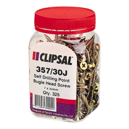 Picture of Clipsal - General Accessories, Screws, Bugle Head, Self Drilling Point, 7 X 30mm, Jar 325