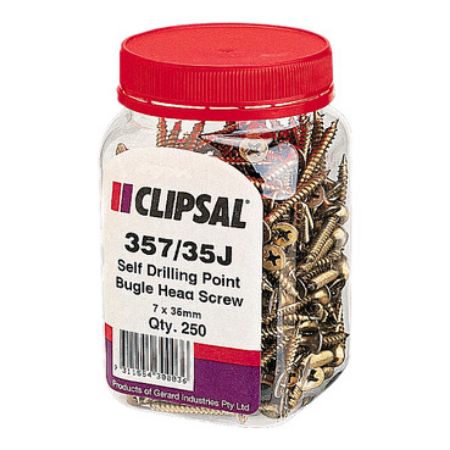 Picture of Clipsal - General Accessories, Screws, Bugle Head, Self Drilling Point, 7 X 35mm, Jar 250