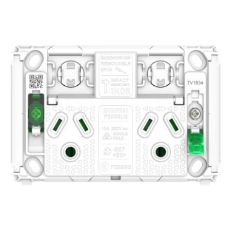 Picture of Clipsal Pro Series, Twin Power Point Grid, Horizontal Mount, Round Earth, 250V, 10A