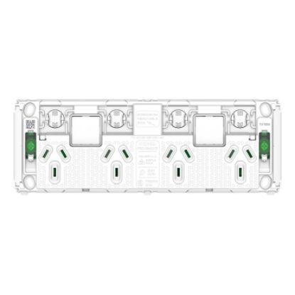 Picture of Clipsal Pro Series, Quad Power Point Grid with 2 extra switches, Horizontal Mount, 250V, 10A, Less Mechanisms