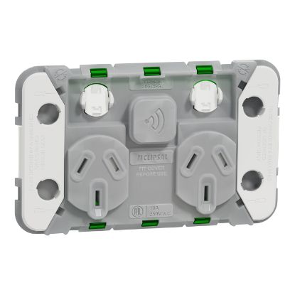 Picture of Clipsal Iconic, Connected Smart Socket Wiser, Grid Horizontal Twin, 10A, 250V