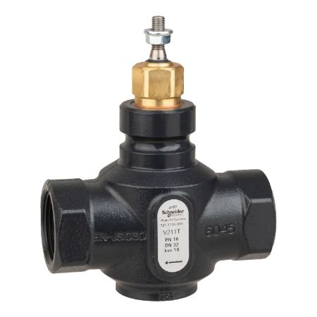 Picture of Venta V211T Globe Valve, 2-Way, PN16, Rp 1 1/4 Internal thread, DN32, 16 Kvs, Nodular Iron, Brass Plug.