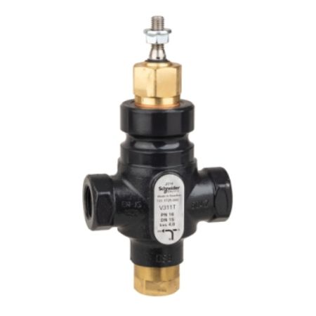 Picture of Venta V311T Globe Valve, 3-Way, PN16, Rp 1/2 Internal Thread, DN15, 4.0 Kvs, Nodular Iron, Brass plug.