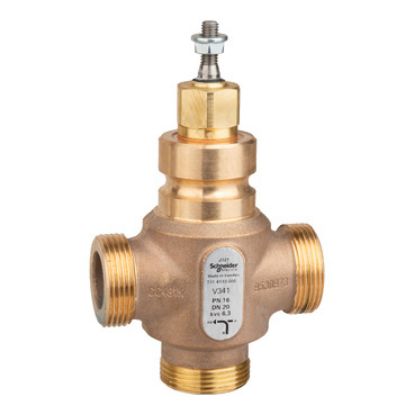 Picture of Venta V341 Globe Valve, 3-Way, PN16, G 1-1/4 External Thread, DN20, Kvs 6.3, Bronze Body, Stainless Steel Trim.