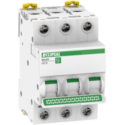 Picture of Clipsal MAX9, Miniature Circuit-Breaker (MCB), 3P, 16A, C Curve, 6000A, 415V, Distribution