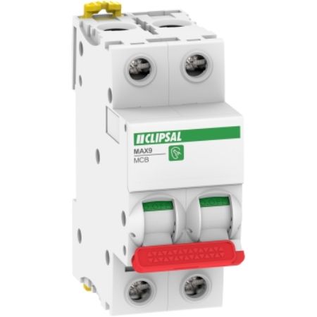 Picture of Clipsal MAX9, Miniature Circuit-Breaker (MCB), 2P, 63A, C Curve, 6000A, 415V, Incomer, RED Toggle