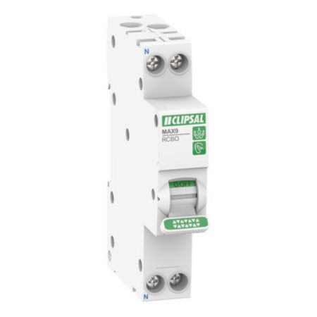 Picture of Clipsal MAX9, Residual Current Breaker with Overcurrent Protection (RCBO), 1PN, 10A, 10mA, C Curve, 6000A, A Type, SLIM