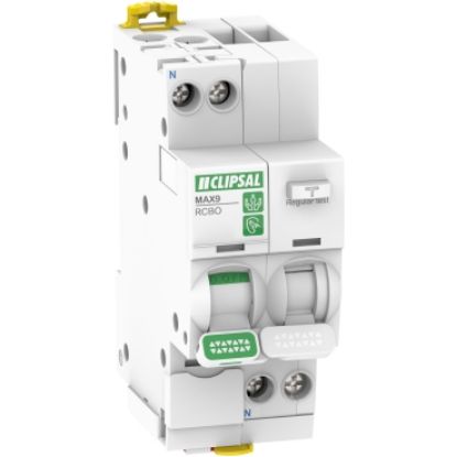 Picture of Clipsal MAX9, Residual Current Breaker with Overcurrent Protection (RCBO), 1PN, 20A, 30mA, C Curve, 6000A, A Type, 2 MOD